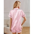thumbnail image 4 of Ekouaer Womens Pajama Sets Silk Satin Pjs Short Sleeve Sleepwear Top and Shorts Set Classic Button Down Nightwear, 4 of 7
