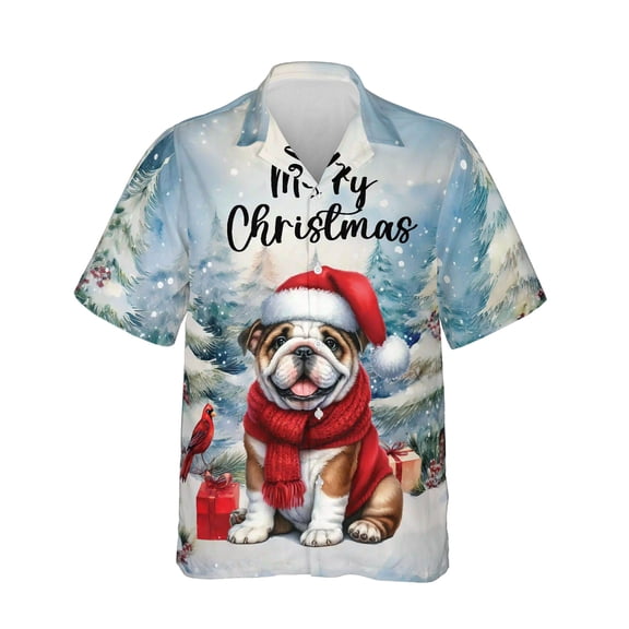 Merry Christmas Bulldog Enjoys Woofmas Winter Xmas Holiday Hawaiian Shirt Breathable Summer Unisex Merch Dog Lover Gifts Idea - 02022