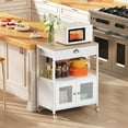 thumbnail image 5 of Buffets Coffee Bar Station, 3-Tier Small Coffee Stand Station with Storage, Farmhouse-Style Microwave Cart Featuring 2-Door Cabinet Ideal for Living Room, Entryway, Sideboards, 5 of 15