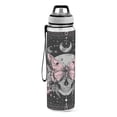 thumbnail image 2 of 1000ML Transparent Sports Water Bottle with Handle & Straw Portable Water Bottle for Outdoor Camping Gym Butterfly by Moon and Flowers, 2 of 7