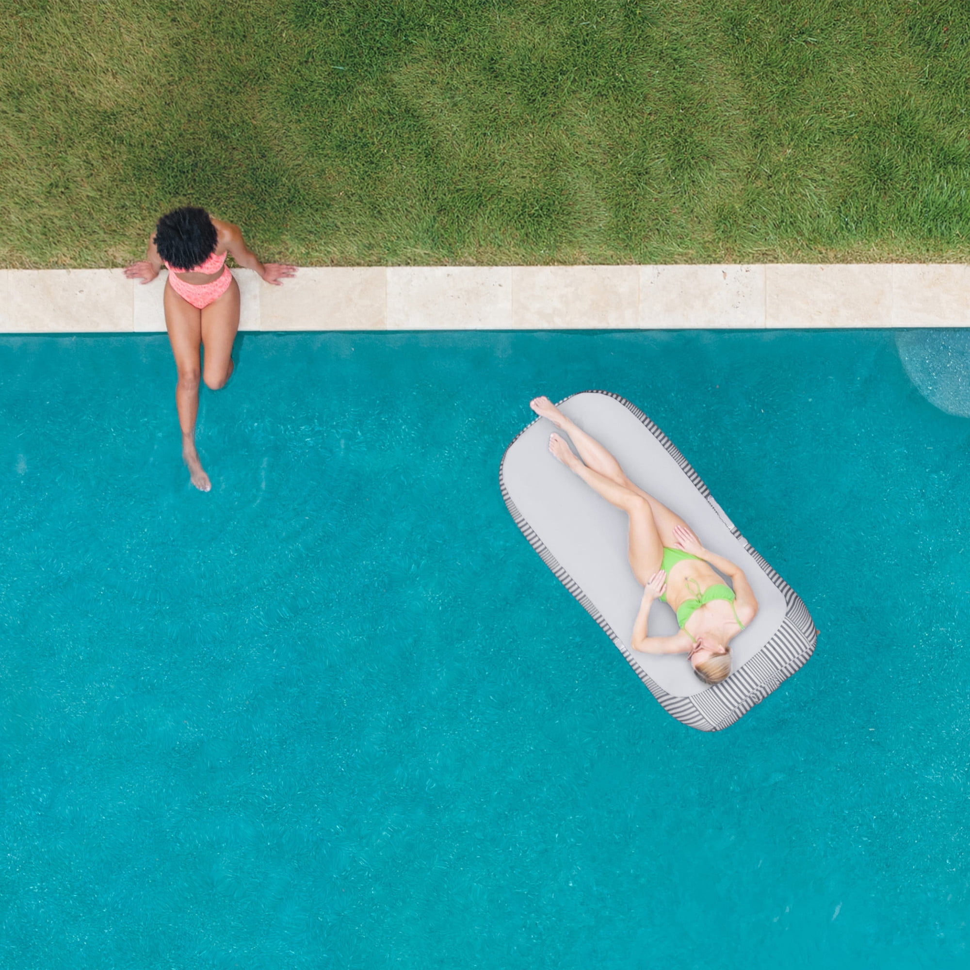 Big Joe Dryside Inflatable Pool Lounger for Adults, Fade Resistant Olefin Fabric Inflatable Pool Chaise, Shoreline Gray, 5.5 feet Single