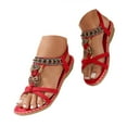 thumbnail image 3 of Women's Crisscross Ankle Sandals Boho Flat Summer Beach Walking Shoes, 3 of 9