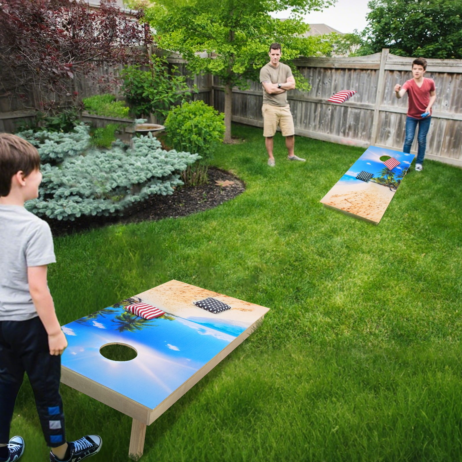Professional Cornhole Board Set 4x2 Regulation Size Cornhole Set with No Bounce & 8 Bean Bags Corn Hole Boards Bean Toss Game for Adults Family Outdoor Lawn Outside Backyard Games