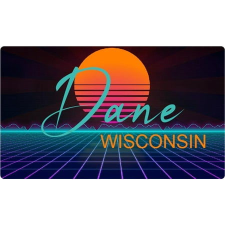 

Dane Wisconsin 4 X 2.25-Inch Fridge Magnet Retro Neon Design