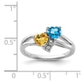 thumbnail image 4 of White Sterling Silver Ring Band Gemstone Topaz Heart Blue Citrine Yellow Diamond Round, 4 of 4