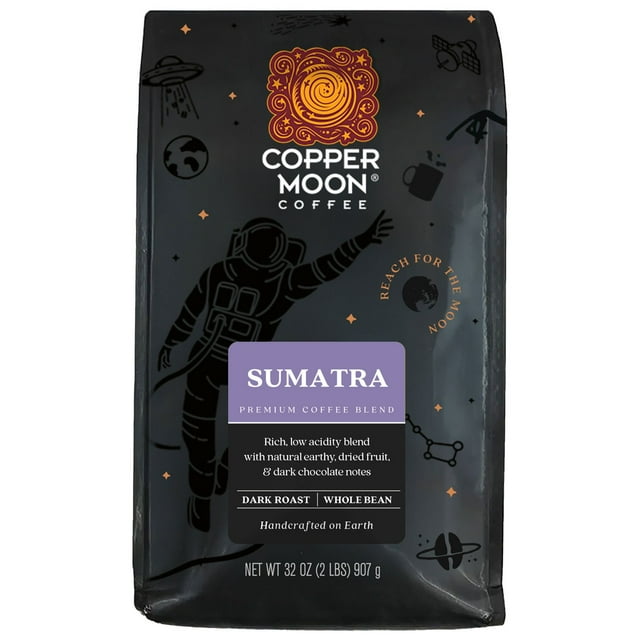 Copper Moon Dark Roast Whole Bean Coffee, Sumatra Blend, 32 oz.
