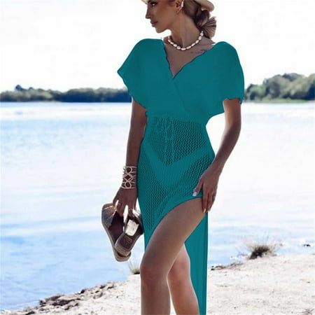 Yanyanz Swim Suits for Women 2025  Beach Skirt Women s Solid Color Sexy Knitted Hollow Out Beach Bikini Swimsuit Cover Up  Swimsuit Coverup for Women