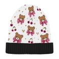 thumbnail image 2 of Pink Bow and Brown Bear Beanie Hat Unisex Warm Winter Hat Cap For Women Men Winter Running, 2 of 7
