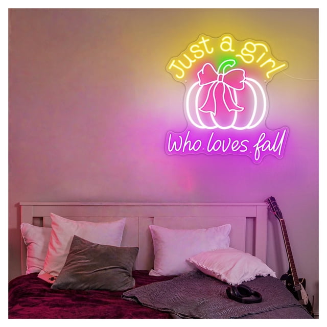 Letrero De Neón Just A Girl Who Loves Fall, Ideal Para Decorar Paredes Del Hogar, Con Luz Regulable De 52cmx55cm