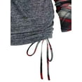 thumbnail image 6 of STARVNC Women Plaid Long Sleeve Front Cross Drawstring Two In One Top, 6 of 6