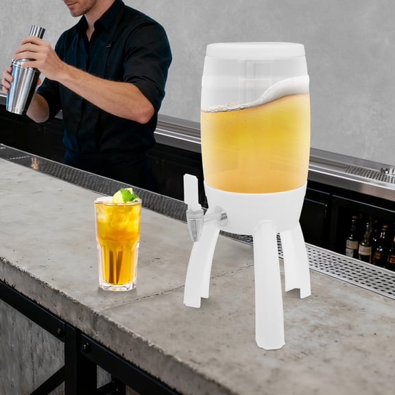White ABS/PET 3 Liter Three-Legged Beer Keg With Faucet Led Icicle Beer Machine Household Beer Keg