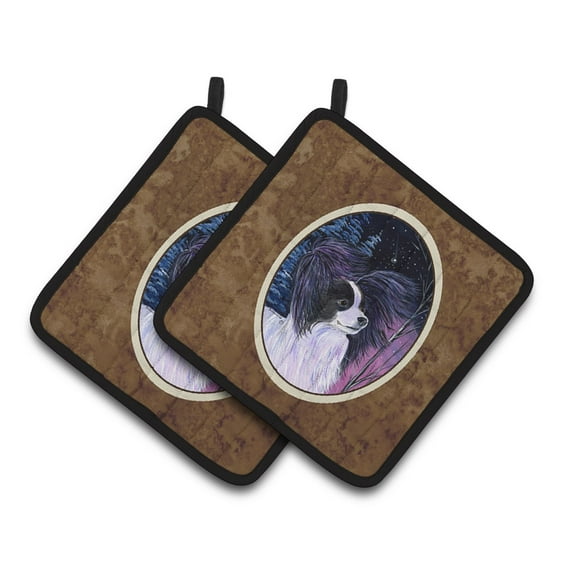 Carolines Treasures SS8377PTHD Starry Night Papillon Pair of Pot Holders, 7.5HX7.5W, multicolor