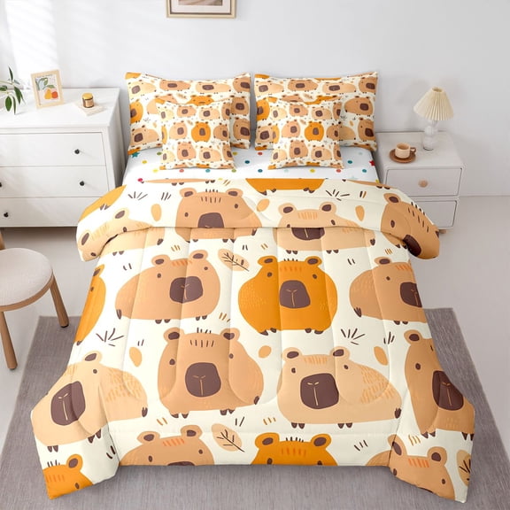 Castle Fairy Cute Capybara Twin Bedding Sets,Kawaii Animal Bedding Comforter Set