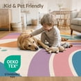 thumbnail image 4 of ODIKA 2'x3' Pastel Multicolor Boca Sonar Design Washable Accent Rug Abstract Waves with Retro Vibes Pet Friendly, Bedside Mat for Bedroom, Nursery, RV, 4 of 7
