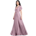 thumbnail image 4 of KOH KOH Long Bridesmaid Wedding Guest Sleeveless V-Neck Full Floor Length Flowy Sexy Wrap Formal Evening Cocktail Party Tall Maxi Dress Gown For Women Dusty Pastel Pink Large US 12-14 NT333, 4 of 6