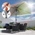 thumbnail image 4 of Light Grey Rectangular Patio Umbrella w/ 22 LED Solar Lights & Tilt - 9.7' x 6.2' Outdoor Shade for Patios, Decks & Gardens, 4 of 7