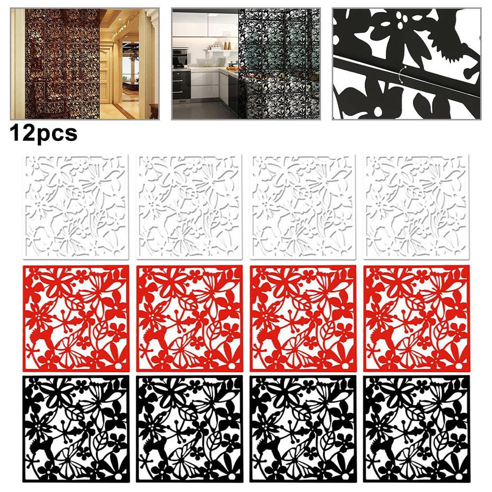 Hanging Room Divider, 12 PCS Portable Room Partitions for Room Separator, Sreen Panels for Living Room Bedroom Home Decoration,Black