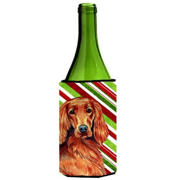 Irish Setter Candy Cane Holiday Christmas Wine bottle sleeve Hugger - 24 oz.