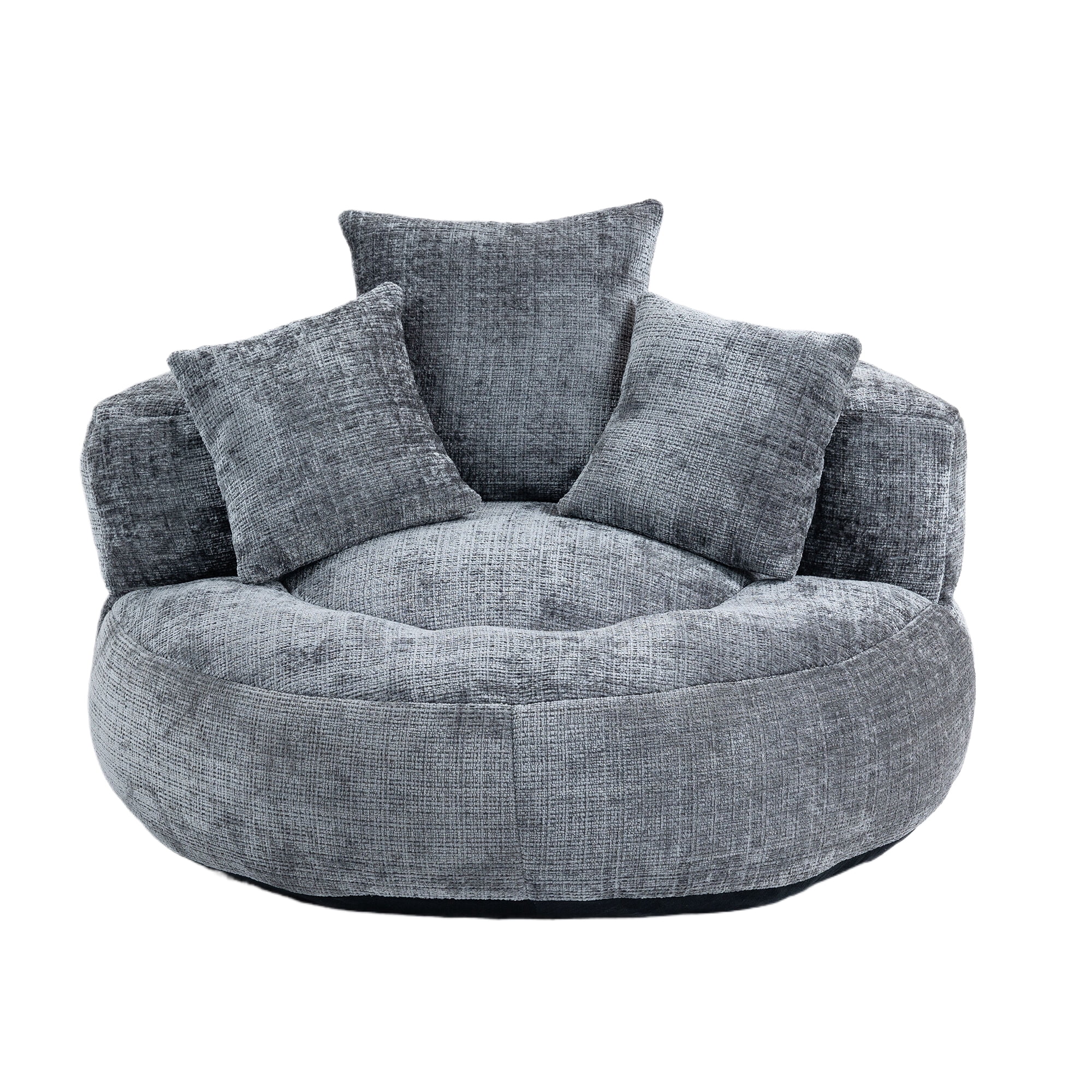 42.5''W Chenille Bean Bag Chairs, Chenille Soft Lazy Sofa Chair, Bean Bag Chair For Adults & Kids To Gaming,Reading,And Watching TV,Living Room, Bedroom,Office Room(Gray)