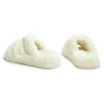 thumbnail image 4 of YDN Women Comfortable Flats Slippers Open Round Toe Fur Slides Sandals Cross Strap Slip On Shoes for Indoor Party Daily Size 7.5 White, 4 of 4