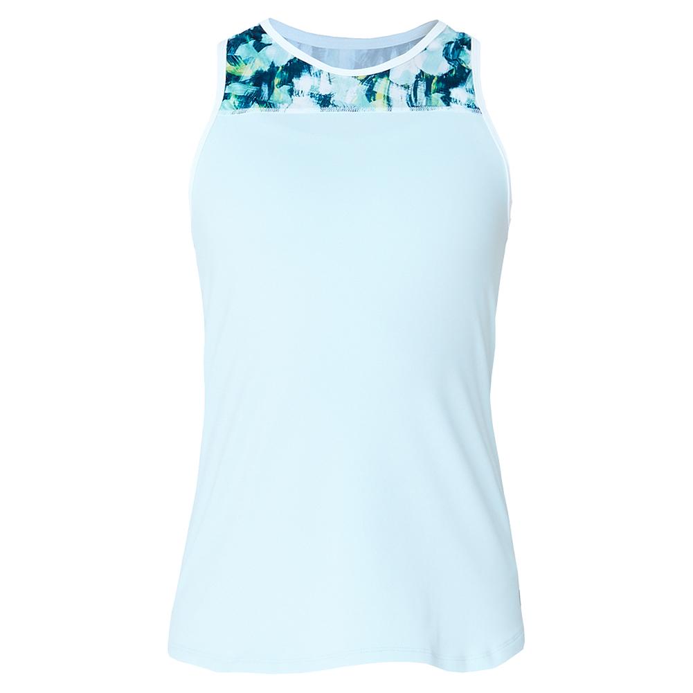 Lija Women`s Prime Tennis Tank Heather Grey and Aqua