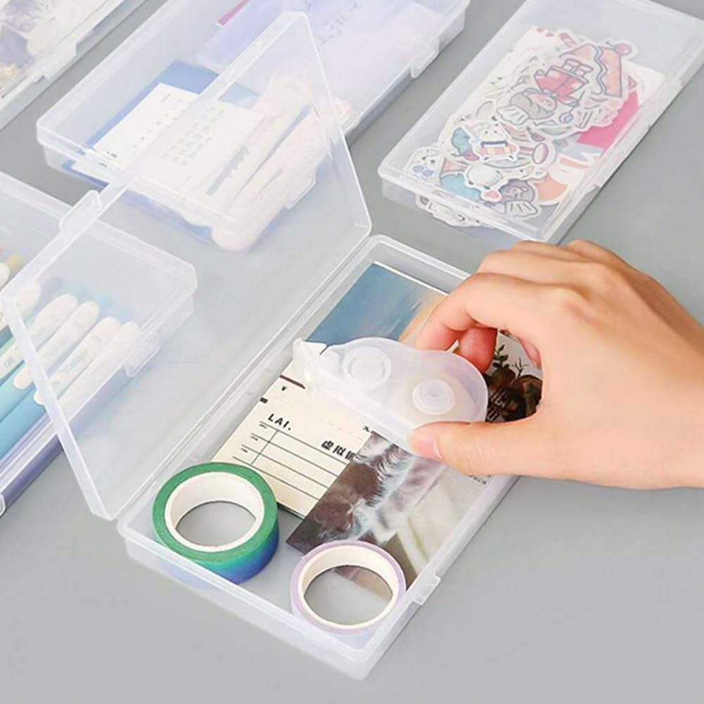 5 PACK Small Clear Box with Lid, Rectangle Clear Plastic Boxes, Dried Flower Storage, for Collecting Craft Items, Jewelry, and Other Small Accessories(6.34 x 3.23 x 0.63 Inch)