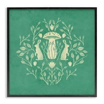 Stupell Industries Floral Herbs with Rabbits Plants & Flowers Painting Black Framed Art Print Wall Art, 24 x 24