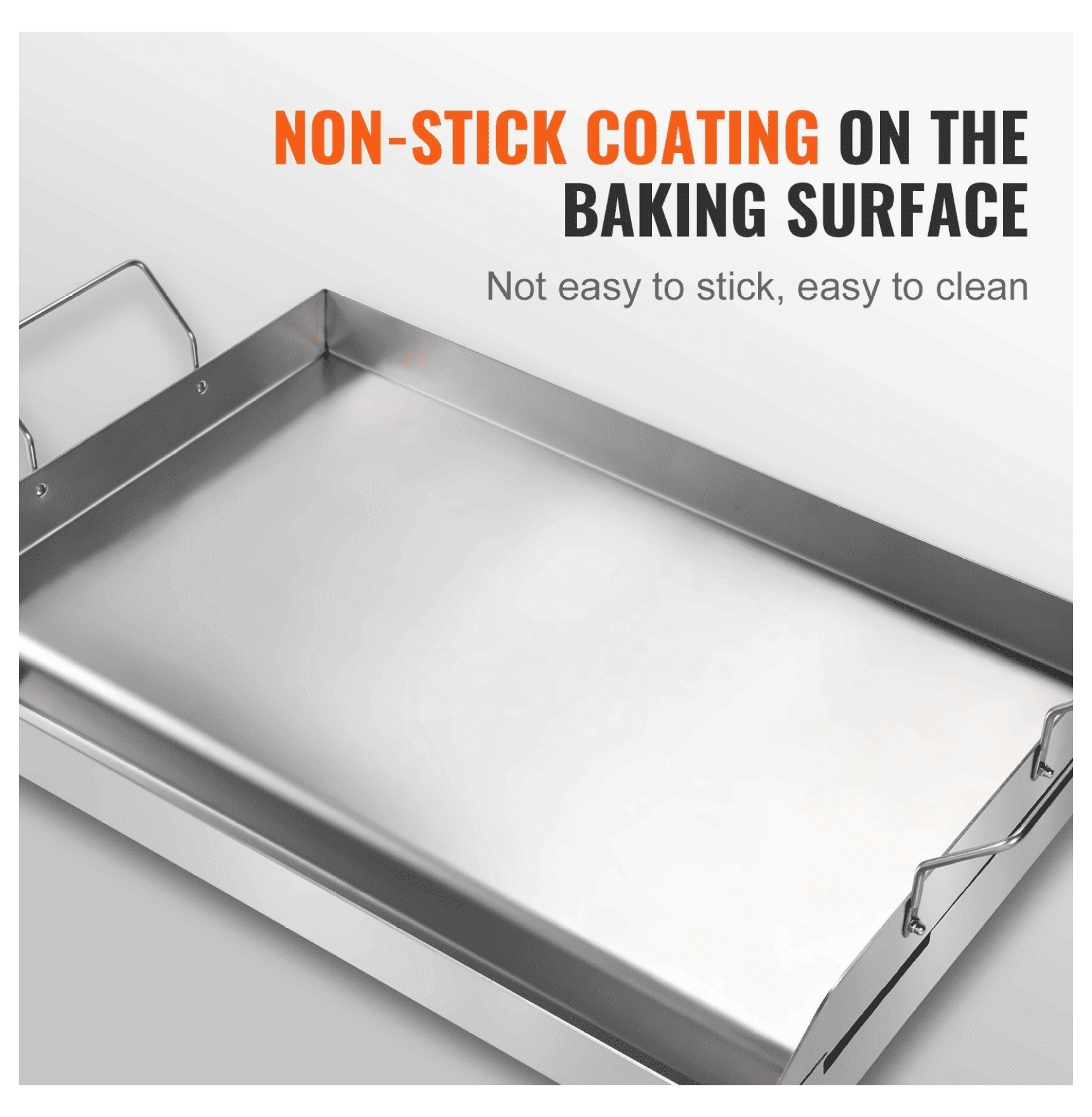 Stove Top Griddle 23.5x16", Pre-Seasoned Stainless Steel Griddle Pan, Double Burner Non-Stick Griddle for Gas Grill, Family Cookware with Handles