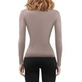 thumbnail image 4 of Womens Long Sleeve Shirts Basic Compression Going Out Crop Tops Fall Fashion Y2K Clothes 2025 Camel M, 4 of 5