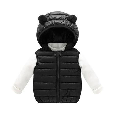 

EHTMSAK Infant Baby Boy Girl s Padded Color Block Outerwear Toddler Child Hooded Zip Up Fall Winter Coat Long Sleeve Thicken Puffer Jacket Black 6M-3Y 120