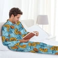 thumbnail image 6 of Honeii Sunflowers Pattern Mens Pajamas Set,2pcs Men's Lounge Long Sleeve Sleep Shirt and Pajama Bottoms Sleepwear Set,Mens Pjs Sets-X-Large, 6 of 7