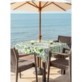 thumbnail image 3 of Outdoor Tablecloth with Umbrella Hole for Patio/Picnic/Party/Camping, Green Leaves Waterproof Table Cloth Square Cover Washable, Elegant Pastoral Summer Botanical Leaf (54"x 54"), 3 of 8