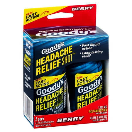 Goody's Headache Relief Shots, Acetaminophen & Caffeine, Berry, 2 FL oz