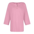 thumbnail image 4 of NinXxx Women's Basic Button Down Round Neck Soft Breathable Everyday Top Pink S, 4 of 5