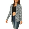 thumbnail image 4 of INSPIRE CHIC Women's Sweater Shawl Collar Long Sleeves Zebras Leopard Print Open Front Cardigan XL Black&White, 4 of 6