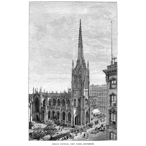 Grace Church, 1883. /Ngrace Church At Broadway And 10Th Street, Manhattan, Conçu par James Renwick. Gravure en Ligne, 1883. Affiche Imprimée par (18 x 24)