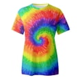 thumbnail image 4 of xfsWaSs Tie-Dye T Shirts for Women Crew Neck Graphic Tees Tie Dye T-Shrits Summer Short Sleeve T Shirt Top Fashion Clothes, 4 of 5
