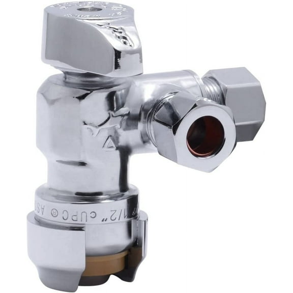 SharkBite Push-to-Connect Dual Compression Outlet Stop Valve - Easy Installation - 1/2" x 3/8", Chrome