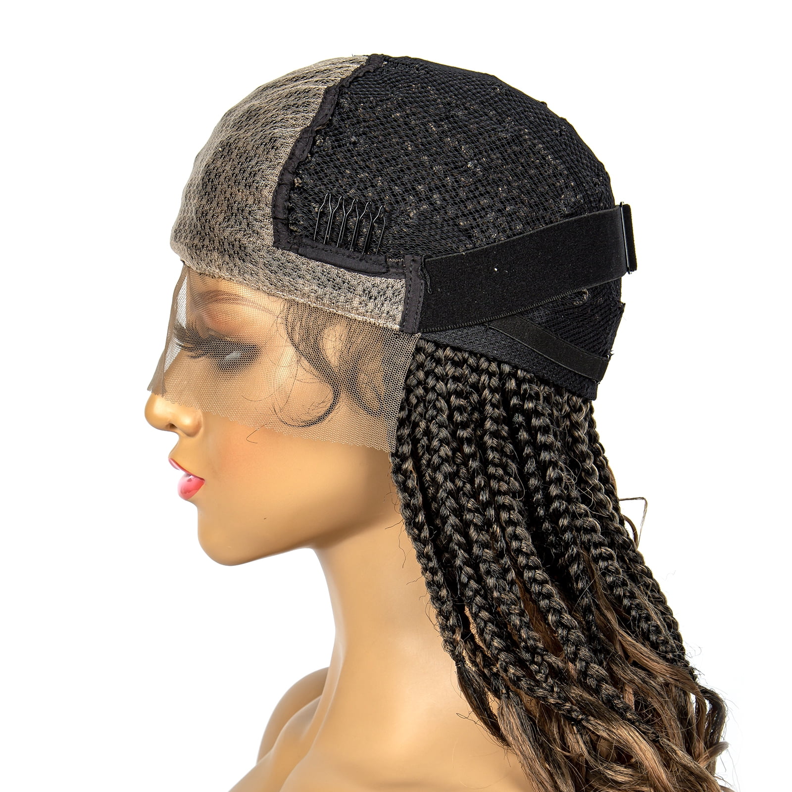 Braided Wigs for Black Women Synthetic Lace Front Wigs Square Knotless Box Braided Wigs Lightweight Cornrow Braid Braiding Hair Wigs 18 inches (1B/27 Color)