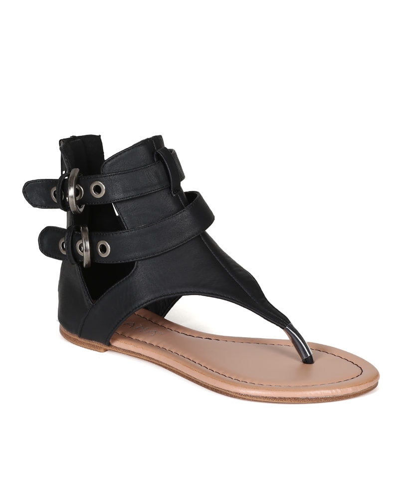 Details about   Rekayla Flat Faux Leather Ankle Strap and Adjustable Buckle Sandals for Women 