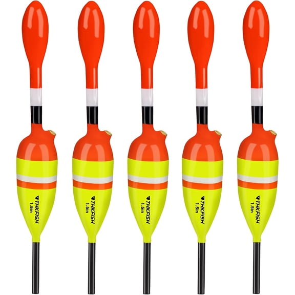 THKFISH Fishing Bobbers Fishing Floats and Bobbers Slip Bobbers for Fishing Balsa Floats Crappie Fishing Bobbers 1/6oz(3.47"X0.47"X6.73") 3/8oz(3.84"X0.6"X 7.2") 1/2oz(4.13"X0.75"X7.87")