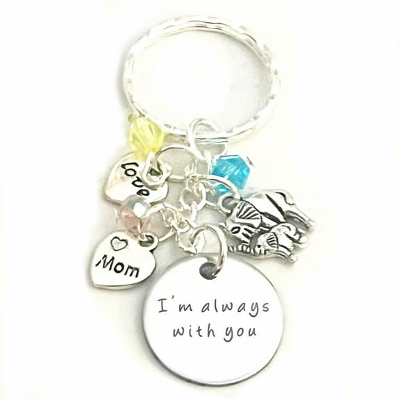 I’m Always with You Dumbo Inspired Silver Charm Mom Keychain Accessories Mother Baby Gift of Love & Memorial