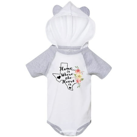 

Inktastic Texas Home is Where The Heart is with Watercolor Floral Gift Baby Girl Bodysuit