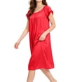thumbnail image 6 of Puntoco Satin Nightgowns for Women Silk Nightgown Pleated Loose Night Shirts Short Sleeve Sleep Shirts, 6 of 7