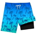 thumbnail image 3 of lnmuld Boys Swim Trunks with Compression Liner Board Shorts for Toddler Youth Swimming Bathing Suit Size:8-9 Years, 3 of 4