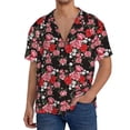 thumbnail image 3 of Xecao offers the Rose Flowers for Men's Casual Short-sleeved Shirt, a button-up collared shirt with a pocket, perfect for beach vacations and yacht travel in the 4X-Large size., 3 of 7