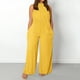 thumbnail image 2 of Monos informales para mujer tallas grandes: mono holgado sin mangas de color liso con bolsillos, pantalones anchos largos, mezcla de materiales, M-XXXL, 2 of 5