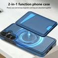 thumbnail image 2 of For Samsung Galaxy S24 FE Magnetic Detachable Wallet Case,With Kickstand,Compatible With Magsafe,With Card Slots Flip PU Leather Protective Shockproof Anti-fall Thin Fit Phone Case,Blue, 2 of 10
