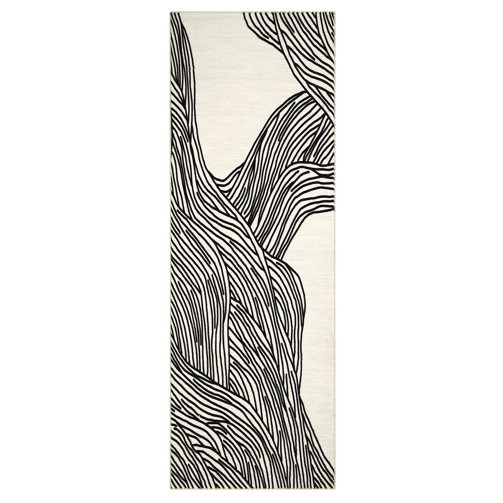 HOMERRY Runner Rug 2' x 6' Washable Modern Abstract Line Hallway Indoor Runner Carpet for Kitchen, Black/Beige