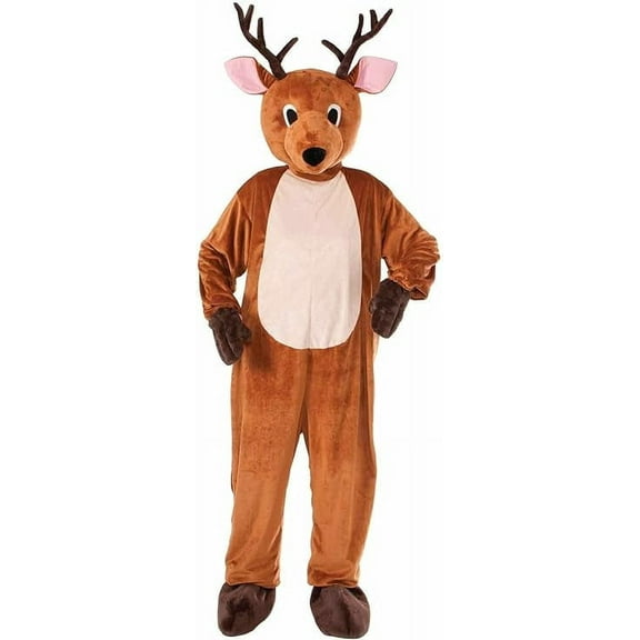 Plush Reindeer  Mascot Costume, Brown, One Size